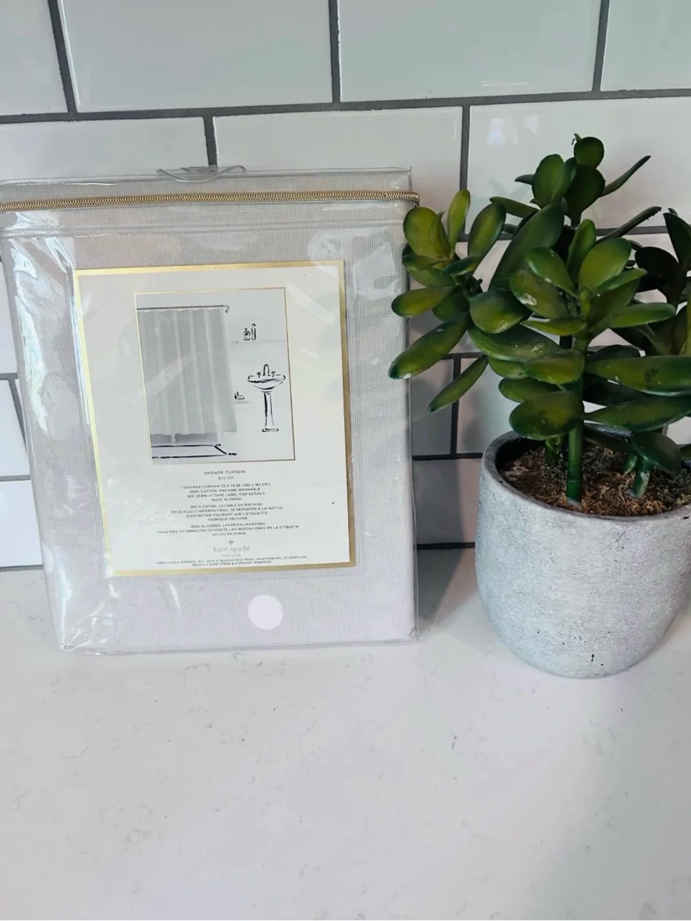 Kate Spade Gray Deco Dot Shower Curtain - Brand New!